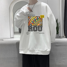 5XL华夫格卫衣男大码胖子圆领长袖t恤HW76370-P30加绒款-P40，男装卫衣，电商A040