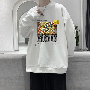 5XL华夫格卫衣男大码胖子圆领长袖t恤 HW76370-P30加绒款-P40图片