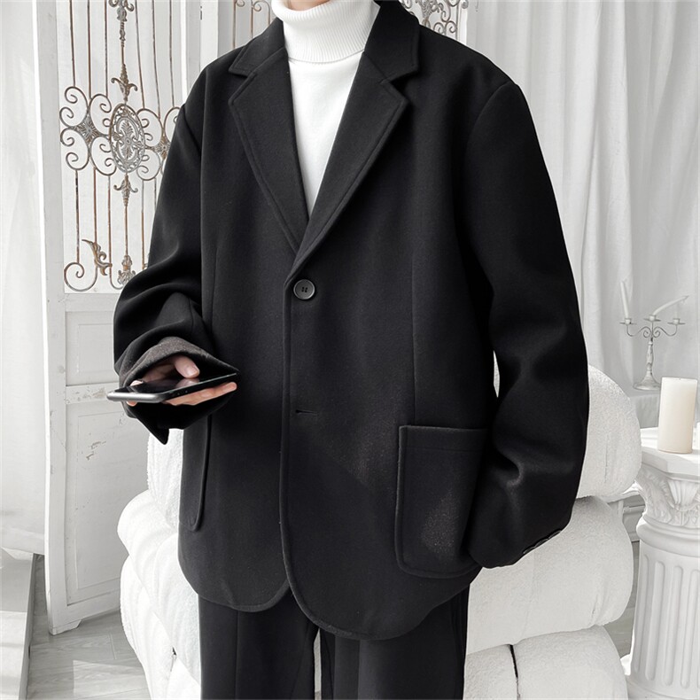 N6169/P95加棉P105冬季新开叉呢料毛呢西服男宽松外套上衣呢大衣,男装西服,电商A141