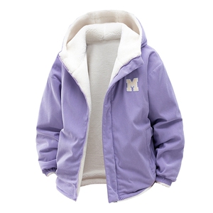 灯芯绒两面穿棉服男女羊羔毛棉衣外套冬季加厚棉袄M0811-P120图片