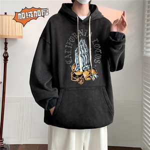 新款秋冬港风宽松连帽套头卫衣X5666-常规P70控88-加绒P80控98图片