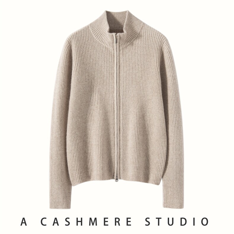 时尚女装羊绒开衫半高领抽条设计35%羊绒材质舒适保暖优雅百搭，女装羊绒衫，迎冬羊绒