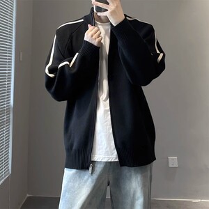 网图84887-P70男士拉链半高领毛衣秋冬新款开衫针织外套男简约图片