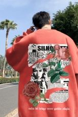！直播品质重磅宽松大码港风玫瑰印花圆领卫衣WY107-特p28，男装卫衣，星座508（原C305）