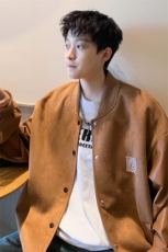 直播！2023新款男士加厚鹿皮绒拼皮夹克棒球服外套JK191P85，男装夹克，电商B220