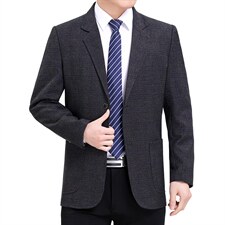 休闲西服中年男士条纹外套商务便服宽松免烫爸爸秋季小西装，男装西服，电商B212（原钱塘6029）