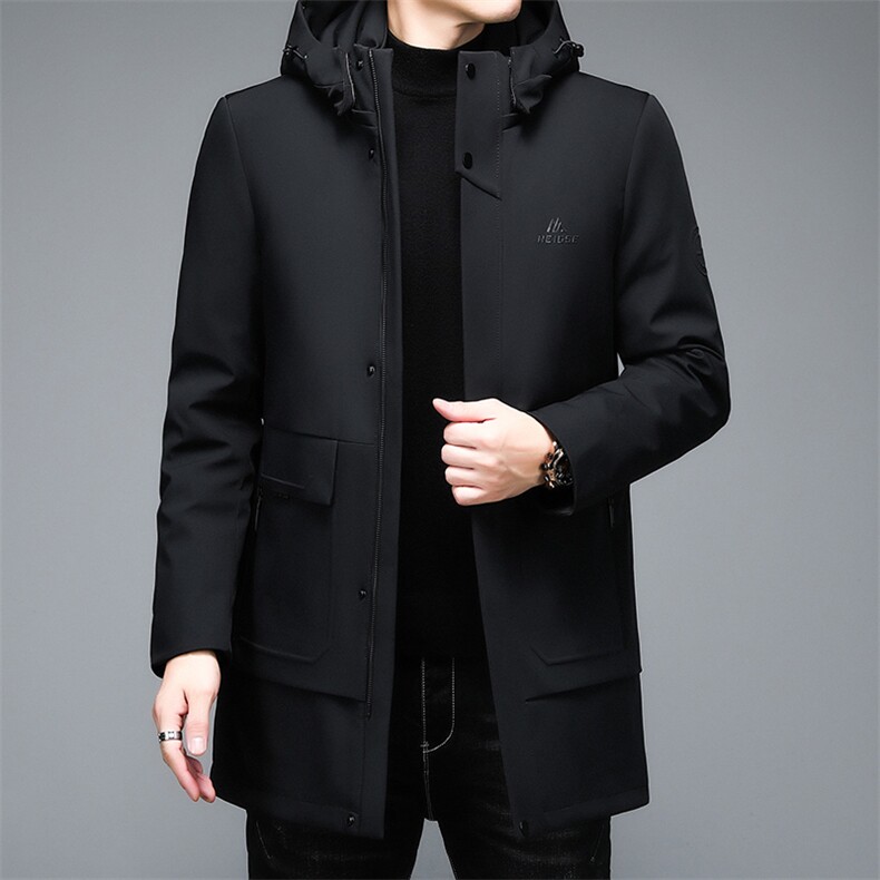 2023冬季90白鸭绒潮流休闲中长款连帽羽绒服羽绒外套HB2181-P330,男装羽绒服,电商B212（原钱塘6029）
