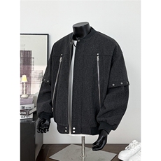 【现货】25秋美式复古拼接棒球服拉链夹克呢外套705-1-W8867-P95，男装夹克，星座705-1