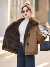 大毛领女冬季2025新款加绒加厚派克服外套，女装派克服，依多米