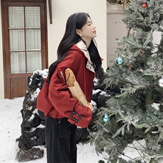 美式红色工装派克服女冬季2025新款羽绒棉服韩系棉袄爆款短款流行，女装棉衣/棉服，2C206