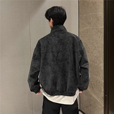 网图现货1万扎染pu立领皮夹克情侣美式外套男H2506特P55，男装夹克，电商A341