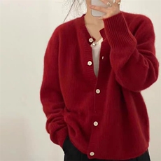 2025年秋季新款百搭女士大版欧货开衫，女装针织衫/毛衣，浩新羊绒