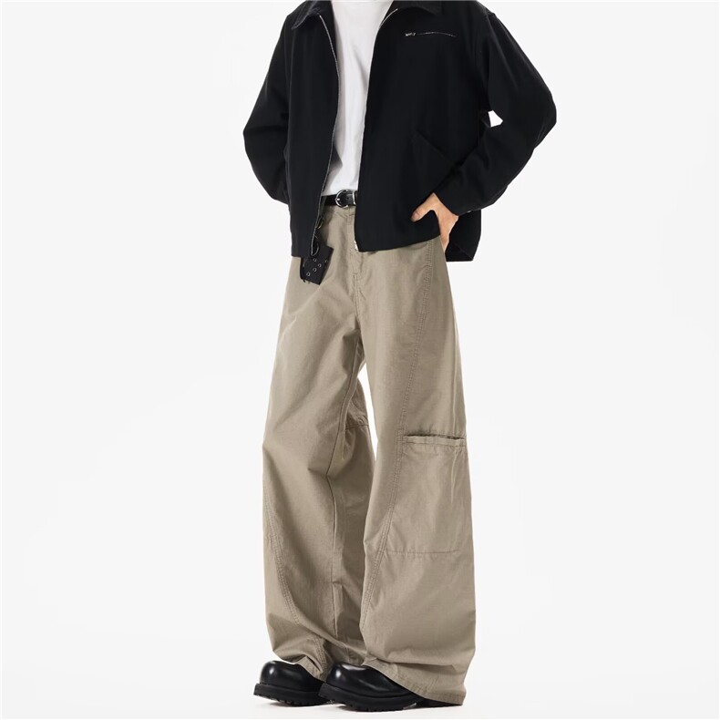 港风秋款男工装裤大口袋伞兵直筒弯刀休闲长裤h1322P55，男装工装外套，星座1013-1