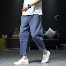 日系风棉麻九分裤男阔腿裤哈伦裤锥形裤控696025-k902-p45，男装休闲裤，星座311A