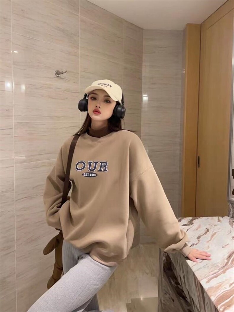 时尚休闲加绒高领卫衣，女装卫衣/绒衫，泽妤