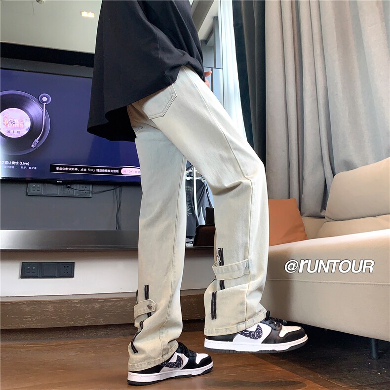 水洗做旧黄泥牛仔裤男秋季直筒美式高街裤子A166-K279-特P38控68，男装牛仔裤，电商A166