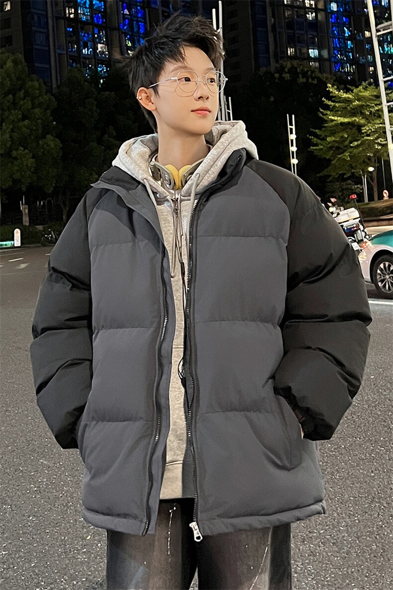 88拼接色棉衣拉链撞色棉袄男女生情侣立领A177-M718-P48,男装棉衣,电商A177