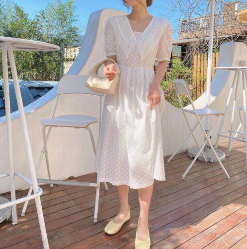 棉布刺绣连衣裙，女装连衣裙，新袖
