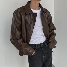 W9454-P70网图现货新款Cleanfit痞帅高街Pu皮衣潮复古机车外套，男装夹克，星座1608-2