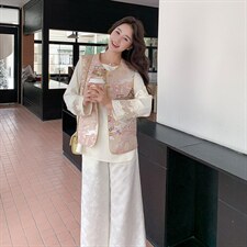双面穿马甲十衬衣十阔腿裤三件套套裤2C267-117-P245-K365图片