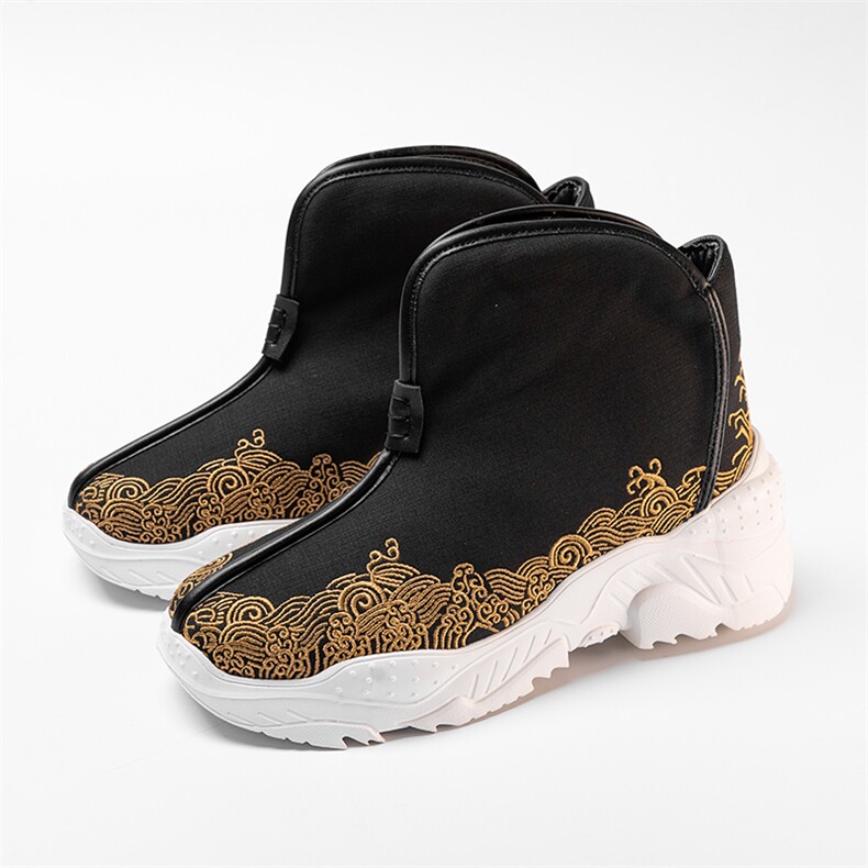 风复古高帮靴子刺绣民族风中式官靴男士鞋子B360-135-P155，男装民族服装，星座917（原B382）