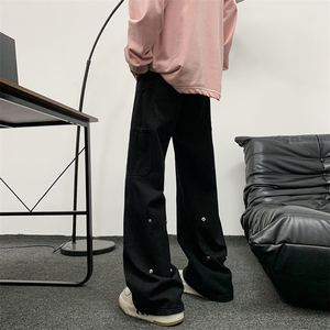 美式高街牛仔裤男秋潮百搭宽松直筒裤复古裤子N01599-P48图片