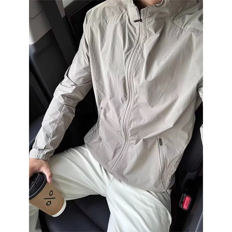 美式复古新款防晒衣男款夏季拼接立领速干外套正肩薄款运动夹克,男装防晒衣,星座1210-1