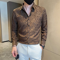 店主风提花长袖衬衫社会小伙衬衣301A-1/CS462/P55，男装衬衫，星座301A-1