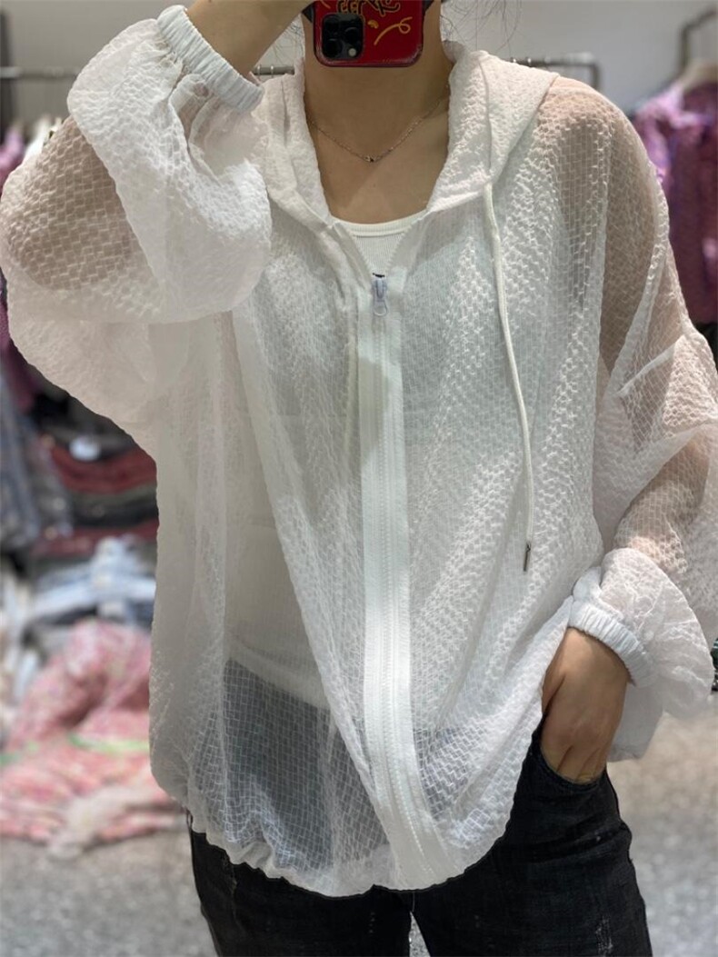 夏季新款韩版泡泡纱宽松显瘦连帽防晒衣,女装其它,L·H·X