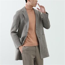 真模阿尔巴卡中长款双面羊绒暗纹西装领毛呢大衣Y9967P360控498，男装毛呢大衣，电商D230