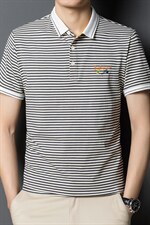 条纹短袖T恤男薄款时尚男装夏季青年男士休闲百搭Polo体恤衫潮流图片