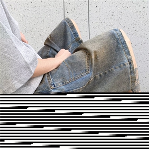 牛仔短裤男士韩版潮流高街拼色2024夏季新款ins五分裤RK1679-P46图片