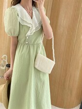 IMIZ｜NEW韩系荷叶边连衣裙，女装连衣裙，IMIZ