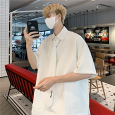 2023港风文艺假两件衬衫男春夏宽松潮流衬衣，男装衬衫，星座716-2
