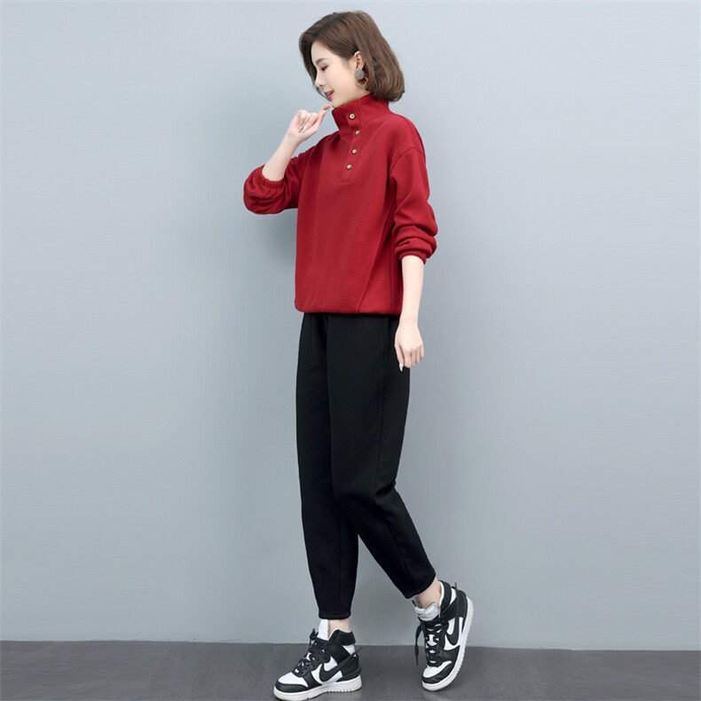 套装加绒运动套装女休闲时尚春秋卫衣洋气品牌减龄两件,女装套装/套裙,涵誉