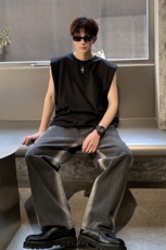 1美式港风垫肩四角星设计背心大码M-5XL休闲背心男BX8764P25控39，男装背心/马甲，星座226-2