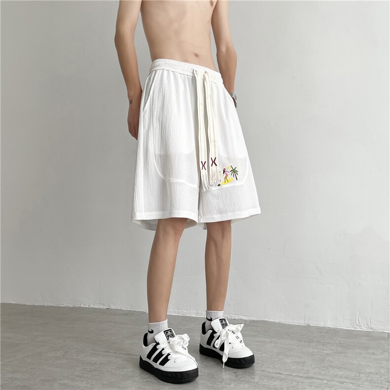 美式设计感潮款刺绣短裤夏季休闲宽松五分裤A061-AD00085-P50控68,男装休闲裤,电商A061