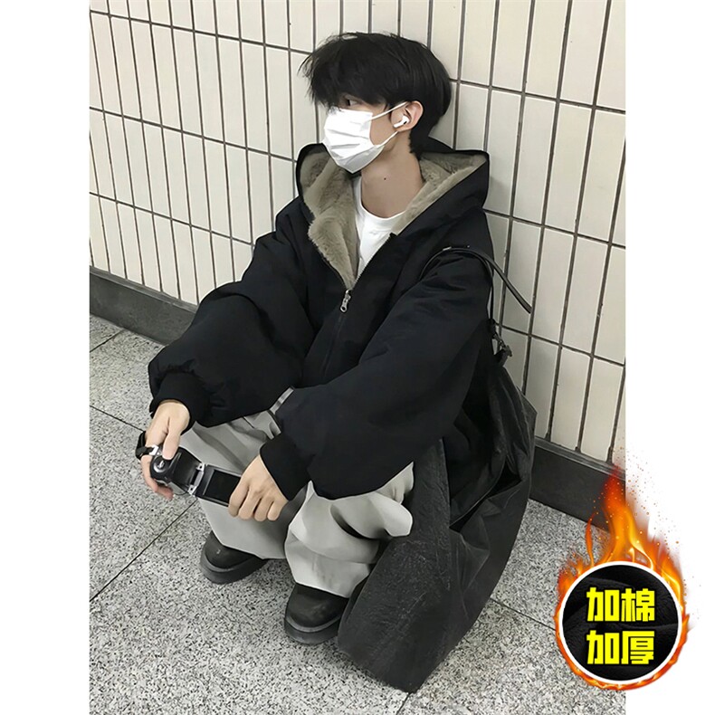 两面穿现货重磅短款座山雕棉衣男女双面穿毛毛绒棉服加厚外套,男装棉衣,电商A443