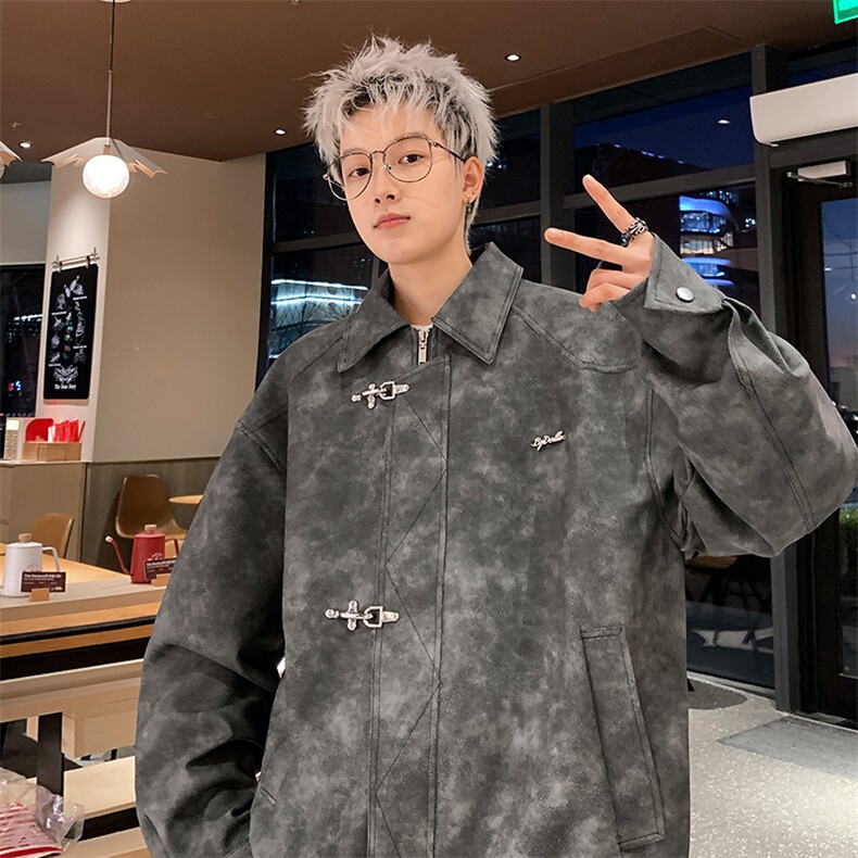 高级感金属飞机扣PU皮衣小香风男士外套JK301-P108-控148,男装皮衣,星座310A-3