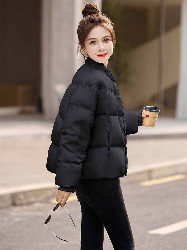 2024新款韩系针织拼接单排扣白鸭绒羽绒服女冬季新品加厚保暖外套,女装羽绒服,曼娅璐