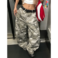 美式复古灰迷彩工装裤男女宽松多口袋百搭阔腿休闲裤K6503-P57，男装工装外套，星座412-3