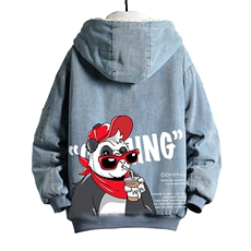 NM53218-P140牛仔外套男大码加厚加绒衣男羊羔毛服男网格，男装棉衣，电商A040A