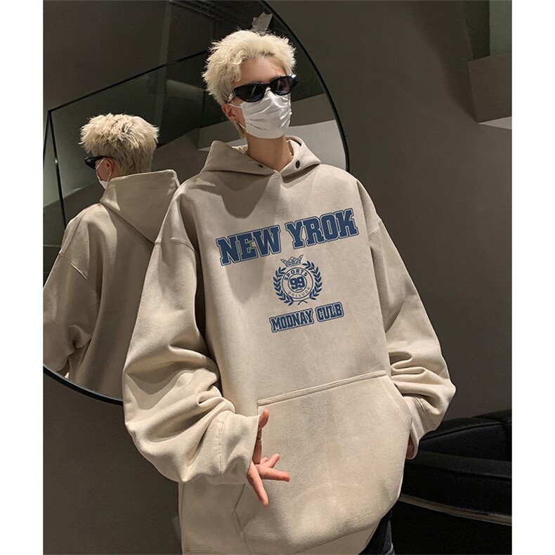 抖音得物供货提供视频秋冬重磅美式麂皮绒连帽卫衣JLM19,男装卫衣,电商A486