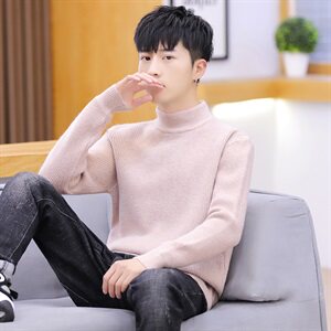 家乐6805秋冬季纯色半高领毛衣男士韩版宽松潮流个性毛线图片