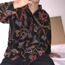 长袖衬衫男印花衬衣潮流休闲韩版宽松日系复古潮牌港风帅气bf网红，男装衬衫，星座1210-1