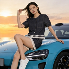 慵懒风时尚减龄套装女夏新款圆领花边设计短袖上衣阔腿短裤两件套，女装套装/套裙，江南
