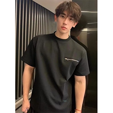 短袖男款夏季cleanfit潮牌小领口t恤高级感小众拉链半袖TB18，男装T恤，星座1116A（原606A-3）