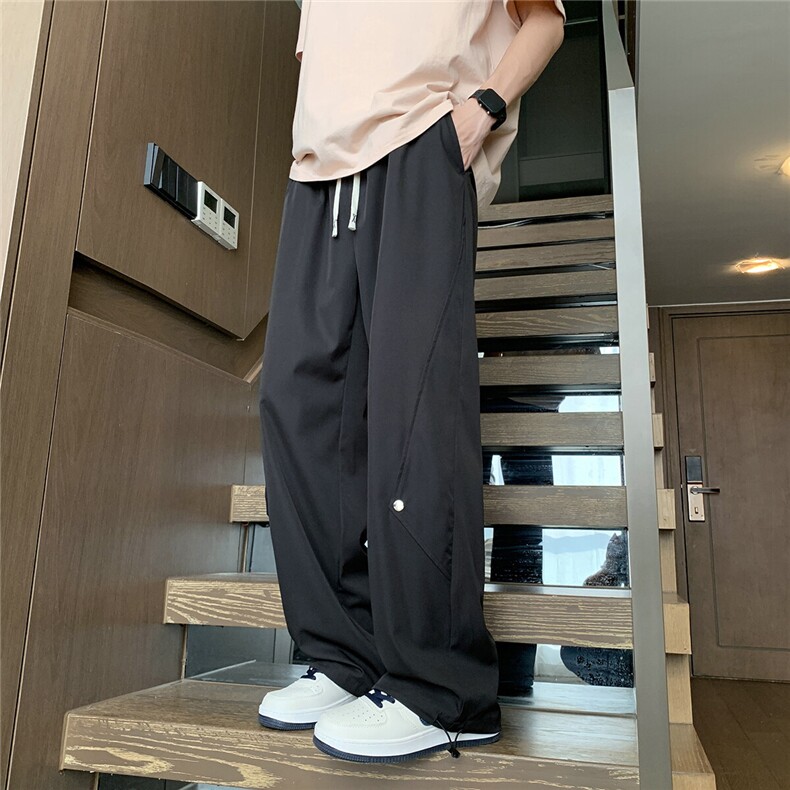 冰丝钮扣百搭休闲裤K104模特酒店景92%聚酯纤维8%氨纶(S-2XL)TP28图片