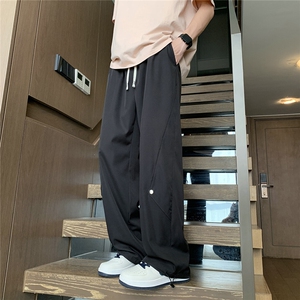 冰丝钮扣百搭休闲裤K104模特酒店景92%聚酯纤维8%氨纶(S-2XL)TP28图片