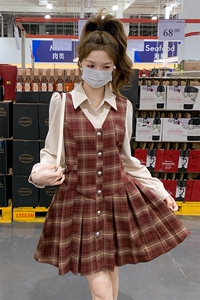 现货-2025年春季新款红格中长款连衣裙203P135K198图片